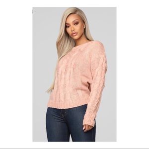 Fashion Nova Grey Cable Knit Sweater